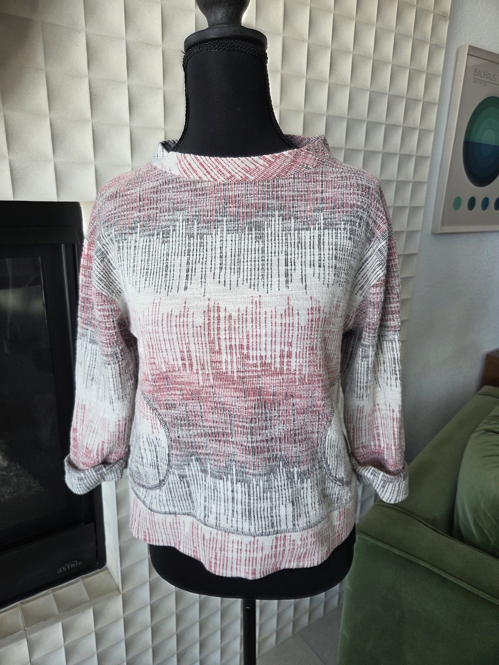 Anthropologie Postmark Soundwave Multicolor Textured Knit Pullover 3/4 Sleeve XS